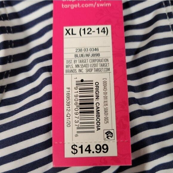 Xhilaration Juniors' Blue Stripe Cheeky Bikini Bottom Sz XL - Picture 11 of 12